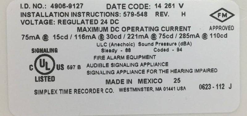 Simplex 4906-9127 Multi-Candela Horn Strobe - Non-Addressable Wall Mount (Red) - Image 2