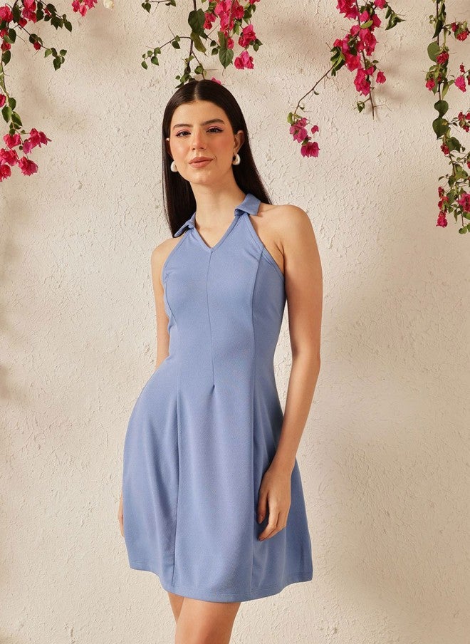 STREET 9 فستان قميص أزرق للنساء - Image 1