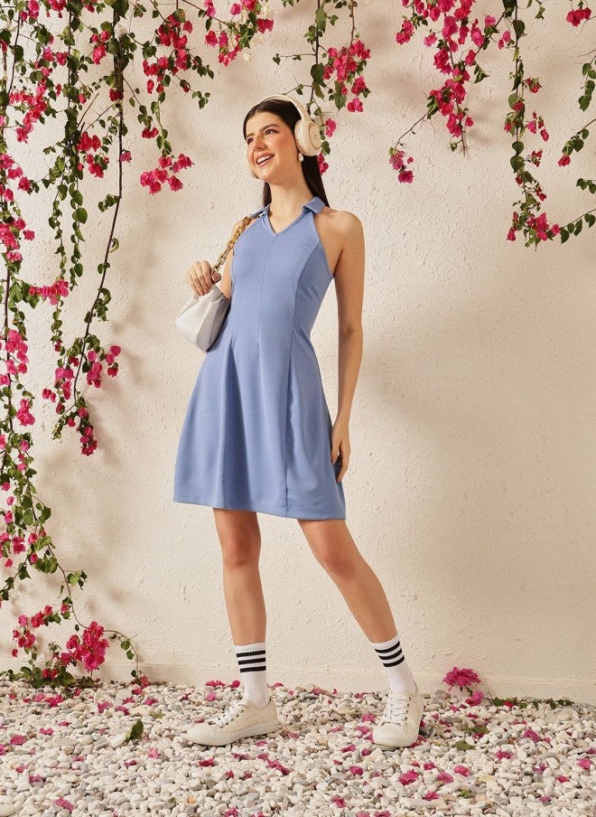 STREET 9 فستان قميص أزرق للنساء - Image 5