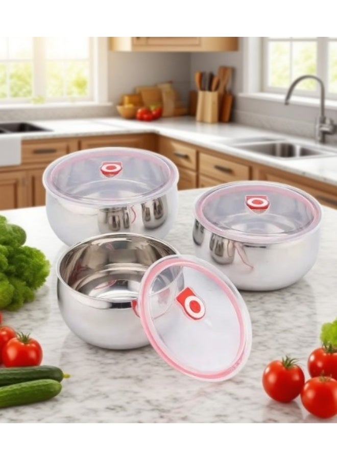 Stainless Steel Plastic Lid Refrigerator Can, Set of 3 - 12 cm - 14 cm - 16 cm - Image 1