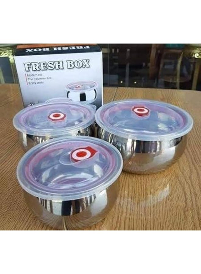 Stainless Steel Plastic Lid Refrigerator Can, Set of 3 - 12 cm - 14 cm - 16 cm - Image 2