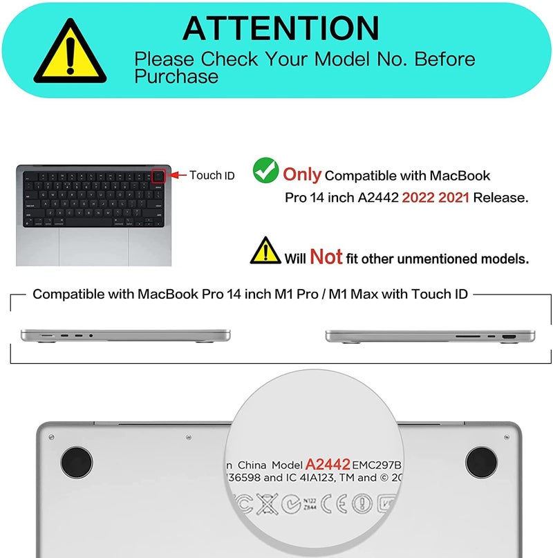 MOCA Compatible with MacBook Pro 14 inch Case 2024 2023 2022 2021 M4 M3 M2 M1 Pro Max A3112 A3185 A3401 A2918 A2992 A2779 A2442, Plastic Hard Shell&Keyboard Cover (Green) - Image 2