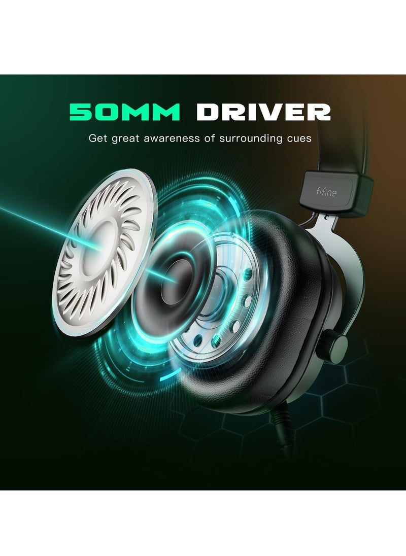 سماعة ألعاب H6 AmpliGame USB - صوت محيطي 7.1 مع وضع EQ لأجهزة الكمبيوتر المحمولة PS4/PS5، البث