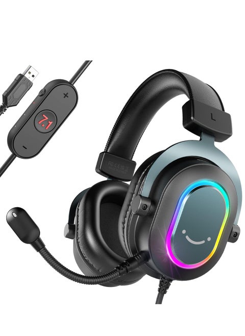 سماعة ألعاب H6 AmpliGame USB - صوت محيطي 7.1 مع وضع EQ لأجهزة الكمبيوتر المحمولة PS4/PS5، البث