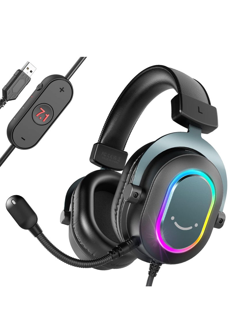 سماعة ألعاب H6 AmpliGame USB - صوت محيطي 7.1 مع وضع EQ لأجهزة الكمبيوتر المحمولة PS4/PS5، البث