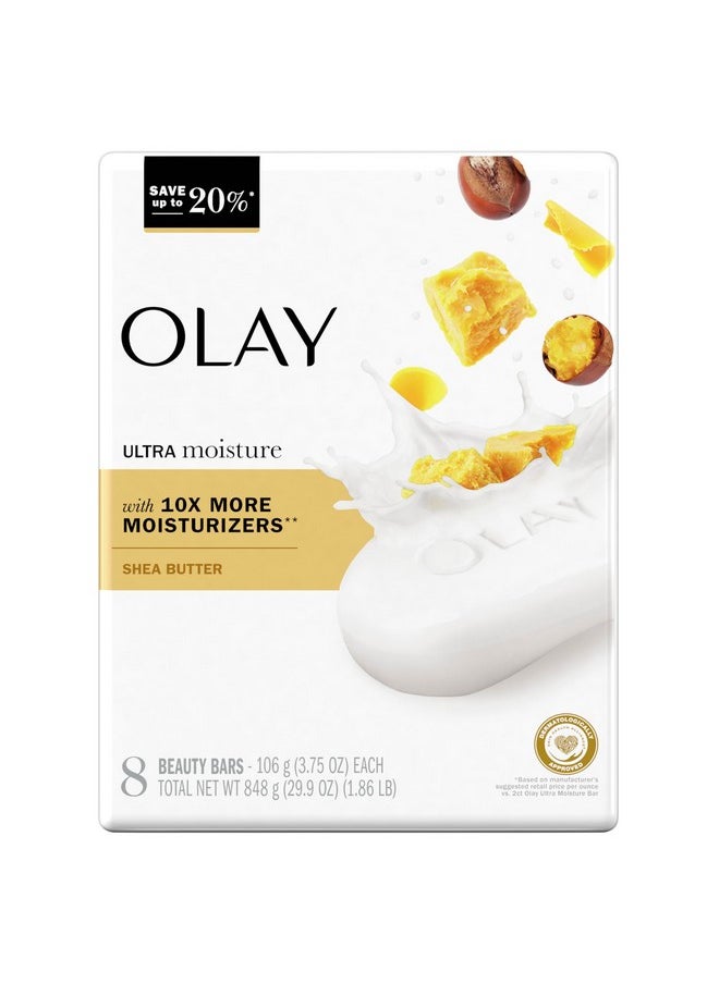 Olay Olay Moisture Outlast Ultra Moisture Shea Butter Beauty Bar with Vitamin B3 Complex 3.75 oz, 8 count  - Image 1
