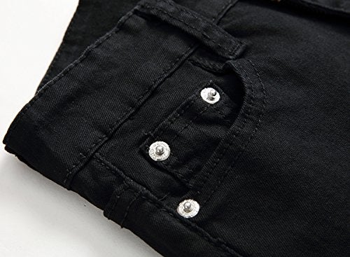FREDD MARSHALL Boy's Black Skinny Fit Ripped Destroyed Distressed Stretch Slim Jeans Pants, Black, Size 8 - Image 4