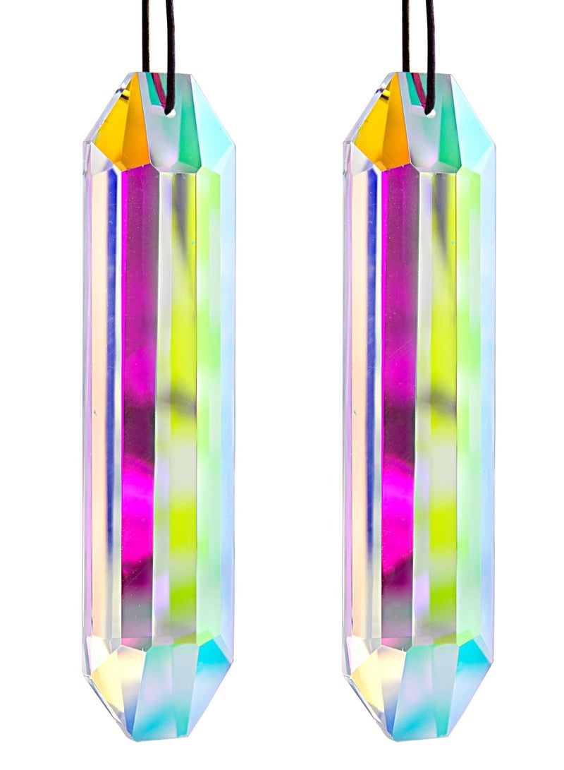 SYOSI Hanging Chandelier Crystals, Prisms Crystal Suncatcher AB-Colors Hexagone Hanging Chandelier Prism Pendant, Home Decoration, DIY Craft, Made with Premium Quality Crystal (120mm) (2PCS) - Image 1