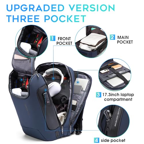 BANGE Mens Business Backpack for Work, Computer Backpacks for Laptops for 17.3 Inch, Men's Backpack with Lock Anti Theft, Backpack for Traveling with USB charging Port - Image 2