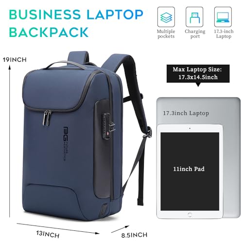 BANGE Mens Business Backpack for Work, Computer Backpacks for Laptops for 17.3 Inch, Men's Backpack with Lock Anti Theft, Backpack for Traveling with USB charging Port - Image 4