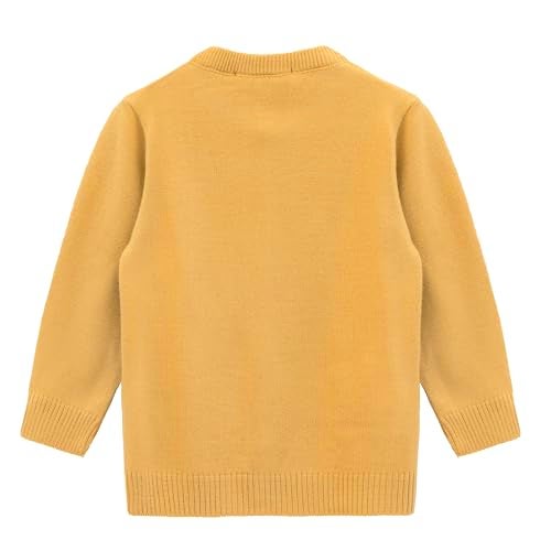 Lilax Little Girls' Knit Basic Cardigan, Long Sleeve Button Up Sweater Mustard 10 Years - Image 2