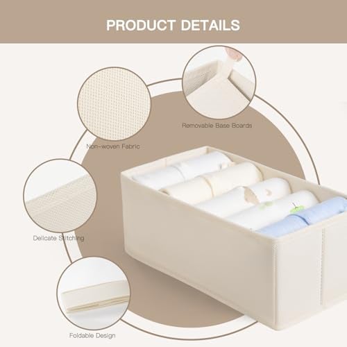 Criusia Drawer Organizer Clothes, 10 Pack Dresser Organizer for Baby Clothes, Underwear, Sock- Foldable Closet Organization and Storage Dividers Bins for Nursery, Bedroom (Beige) - Image 4