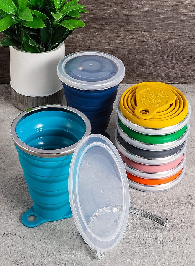ME.FAN Silicone Collapsible Travel Cup - Silicone Folding Camping Cup with Lids - Expandable Drinking Cup Set - Portable, Graduated [9.22oz] - Image 3