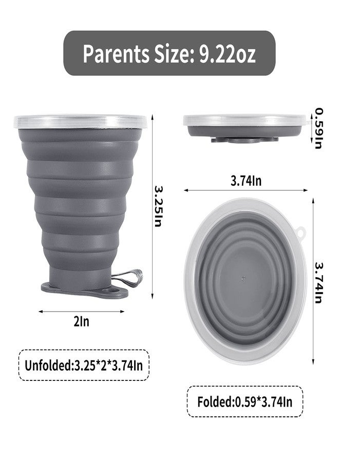 ME.FAN Silicone Collapsible Travel Cup - Silicone Folding Camping Cup with Lids - Expandable Drinking Cup Set - Portable, Graduated [9.22oz] - Image 2
