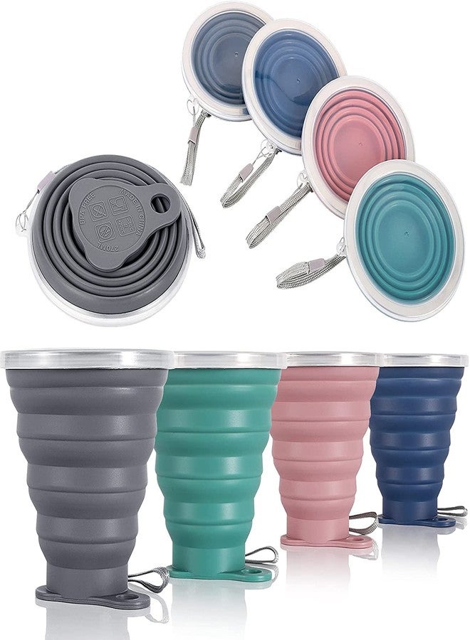 ME.FAN Silicone Collapsible Travel Cup - Silicone Folding Camping Cup with Lids - Expandable Drinking Cup Set - Portable, Graduated [9.22oz] - Image 1