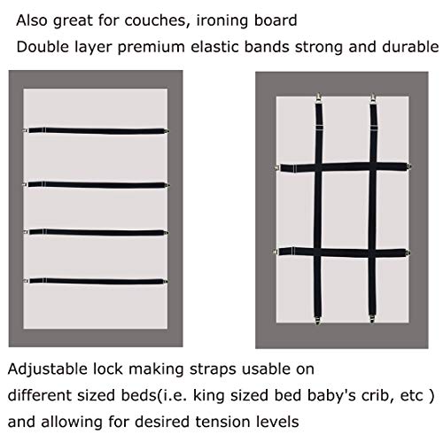 Eopocdor Long Bed Sheet Clips,Adjustable Bed Fitted Sheets Mattress Holder Straps Suspender Fastener,4 Pieces (White) - Image 5