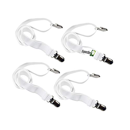 Eopocdor Long Bed Sheet Clips,Adjustable Bed Fitted Sheets Mattress Holder Straps Suspender Fastener,4 Pieces (White) - Image 2