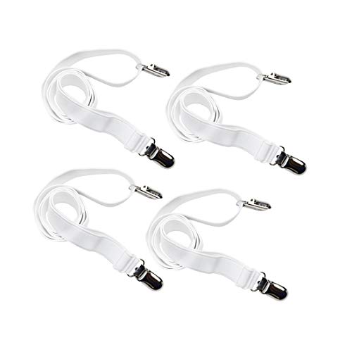 Eopocdor Long Bed Sheet Clips,Adjustable Bed Fitted Sheets Mattress Holder Straps Suspender Fastener,4 Pieces (White) - Image 1