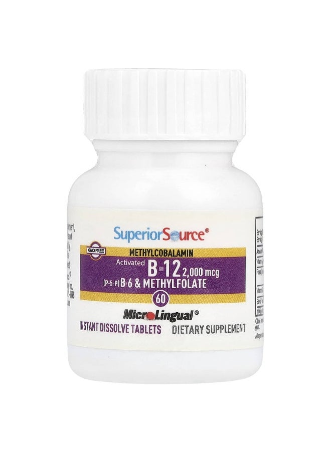 Superior Source - Superior Source, Activated B-12, Methylcobalamin, B-6 (P-5-P) & Methylfolate, 60 MicroLingual® Instant Dissolve Tablets - Image 1