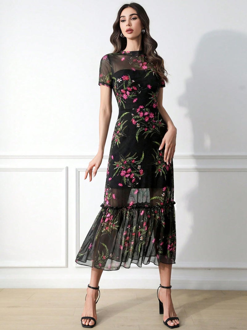 Verdusa Women's Floral Asymmetrical Going Out Dress 2026 Summer Wedding Guest Dress Pink Medium - Image 3