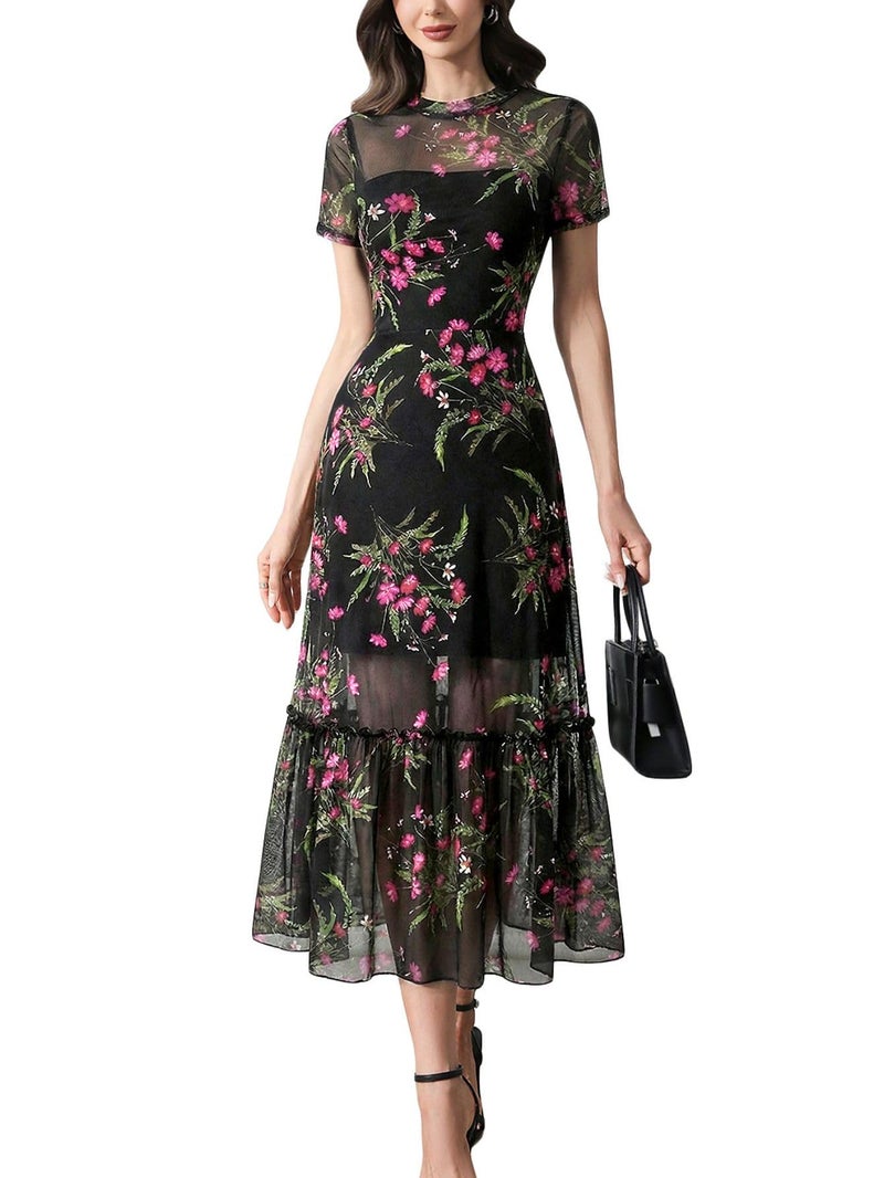 Verdusa Women's Floral Asymmetrical Going Out Dress 2026 Summer Wedding Guest Dress Pink Medium - Image 1