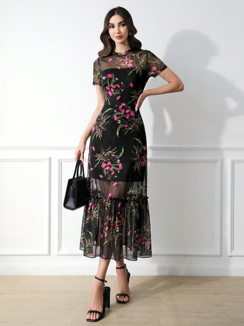 Verdusa Women's Floral Asymmetrical Going Out Dress 2026 Summer Wedding Guest Dress Pink Medium - Image 2