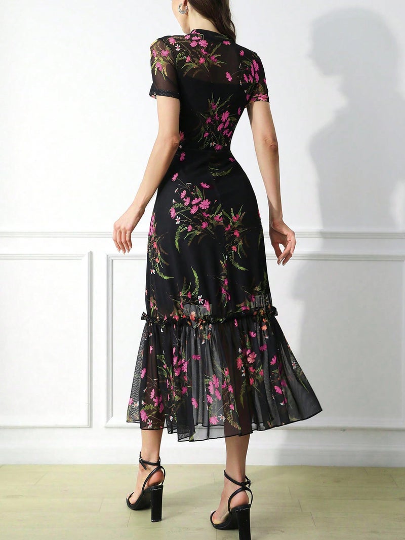 Verdusa Women's Floral Asymmetrical Going Out Dress 2026 Summer Wedding Guest Dress Pink Medium - Image 5