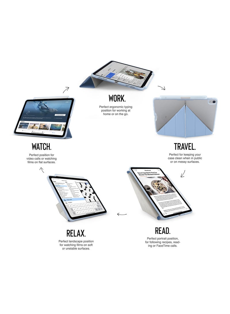 Pipetto Origami No3 Pencil Case for Apple iPad AIR 11 inch case (2024) M2 iPad Air 10.9 inch (2022/2020) 6th / 5th / 4th Generation Smart Cover with 5 in 1 Stand - Light Blue - Image 2