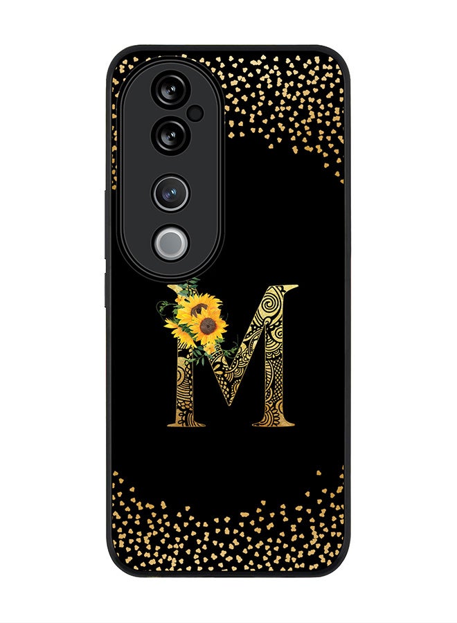 Stylizedd For vivo V40 5G /vivo V40 Pro Case,Slim fit Camera Protection, Shockproof Thin Phone cover - Custom Floral Monogram - M ( Black ) - Image 1