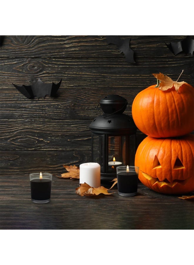 Set of 20 Black Votive Candles for Halloween Pumpkin, Clear Glass Filled Unscented Soy Wax Candle for Dinner Parties, Home Decorations and DIY - Image 5