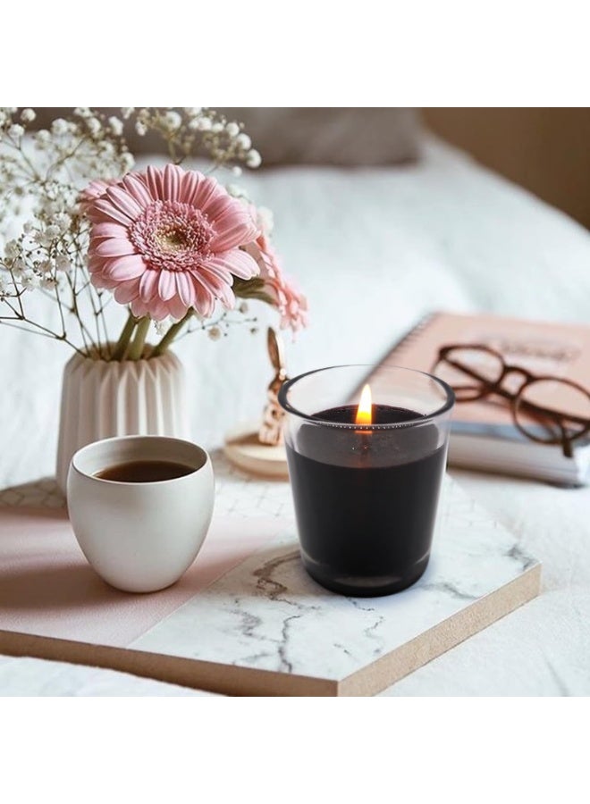 Set of 20 Black Votive Candles for Halloween Pumpkin, Clear Glass Filled Unscented Soy Wax Candle for Dinner Parties, Home Decorations and DIY - Image 2