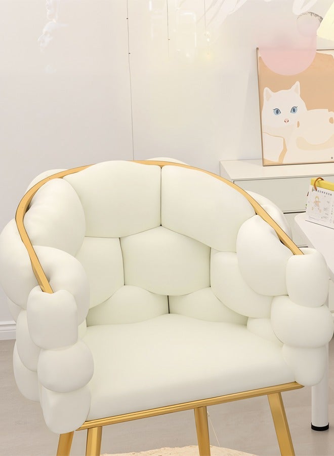 Generic Modern Shell-Style Accent Chair, Cream Upholstery with Gold Metal Legs, 74 x 39 x 32 cm  - Image 3