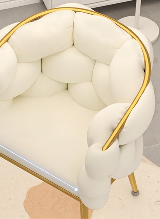 Generic Modern Shell-Style Accent Chair, Cream Upholstery with Gold Metal Legs, 74 x 39 x 32 cm  - Image 4