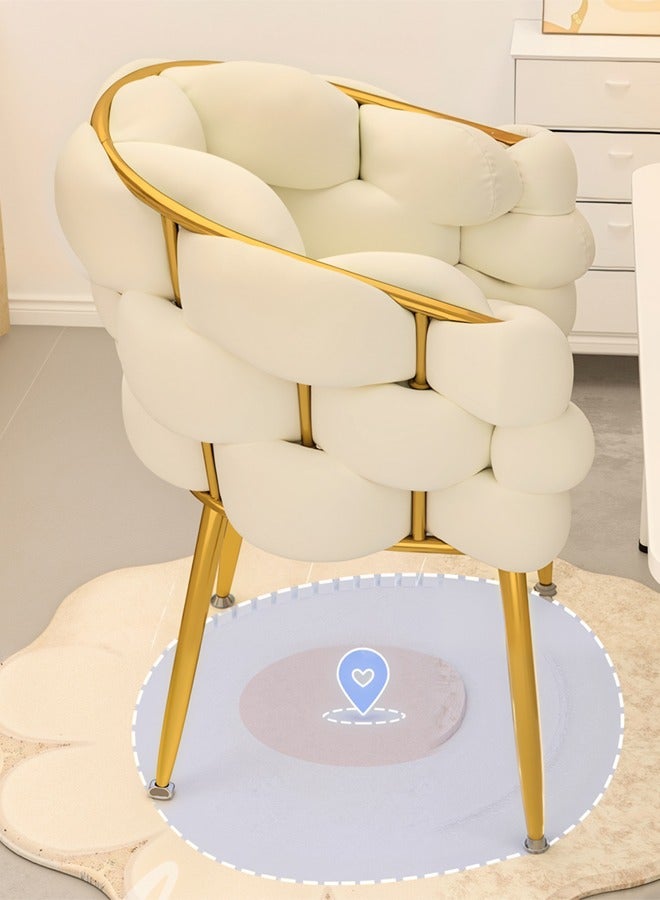 Generic Modern Shell-Style Accent Chair, Cream Upholstery with Gold Metal Legs, 74 x 39 x 32 cm  - Image 5