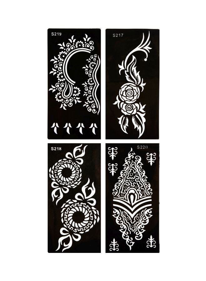 مرسام تاتو وينشينتي بتصميم زهور مكون من 4 قطع أسود - Image 1