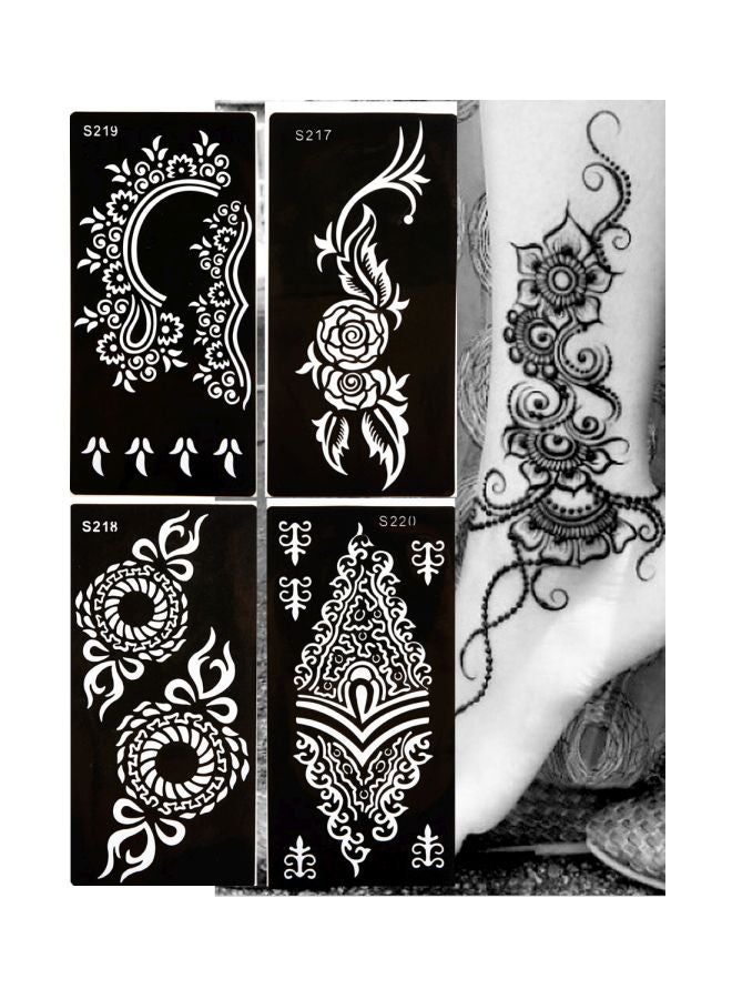 مرسام تاتو وينشينتي بتصميم زهور مكون من 4 قطع أسود - Image 2