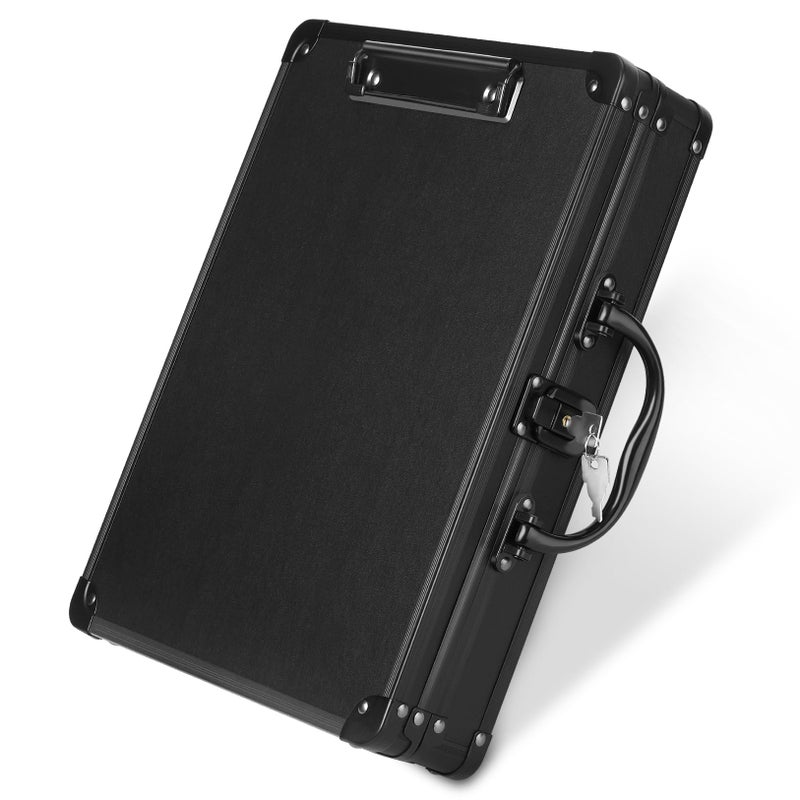 Sooez Key Lock Clipboard Storage Box, Heavy Duty Clipboard with Storage, Metal Locking Box with Handle, Lock Box Maximum Security - Holds Letter Size Paper, 12.5 x 9.5 inch, Black - Image 1
