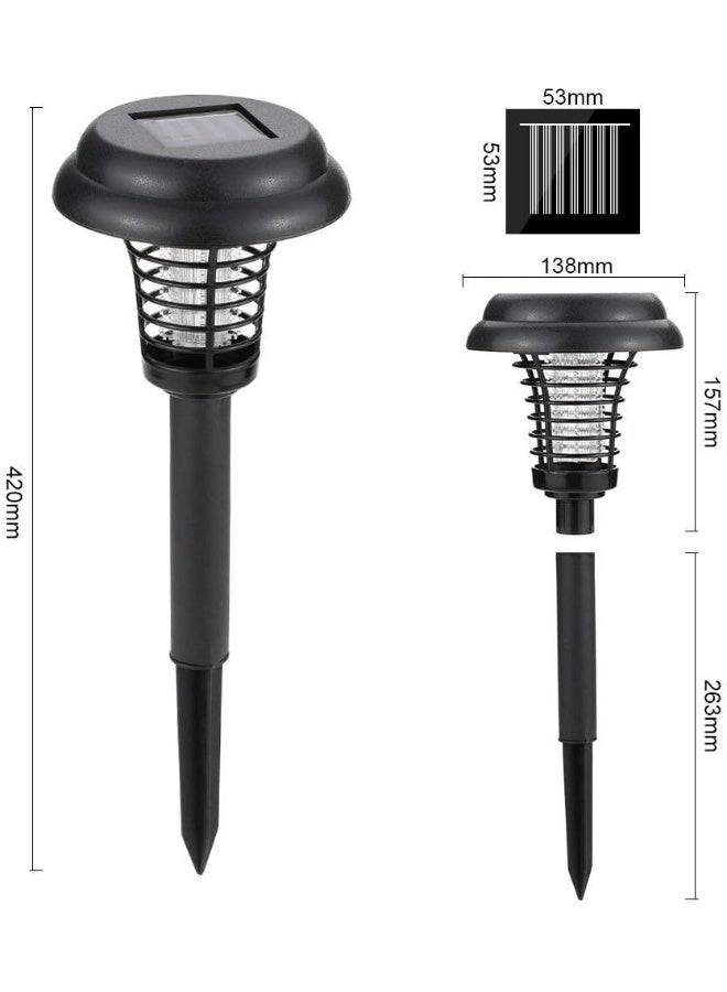 Generic Boutique Solar Powered Light, Mosquito and Insect Bug Zapper-LED/UV Radiation Outdoor Stake Landscape Fixture for Gardens, Pathways, and Patios by Pure Garden (Black 2PCS)  - Image 2