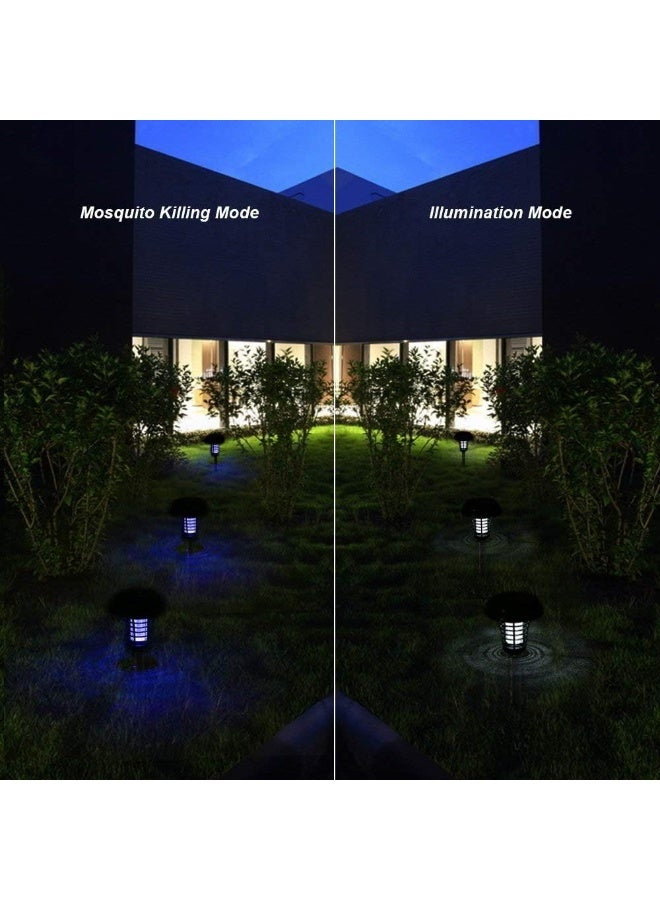 Generic Boutique Solar Powered Light, Mosquito and Insect Bug Zapper-LED/UV Radiation Outdoor Stake Landscape Fixture for Gardens, Pathways, and Patios by Pure Garden (Black 2PCS)  - Image 4