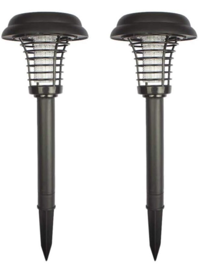 Generic Boutique Solar Powered Light, Mosquito and Insect Bug Zapper-LED/UV Radiation Outdoor Stake Landscape Fixture for Gardens, Pathways, and Patios by Pure Garden (Black 2PCS)  - Image 1