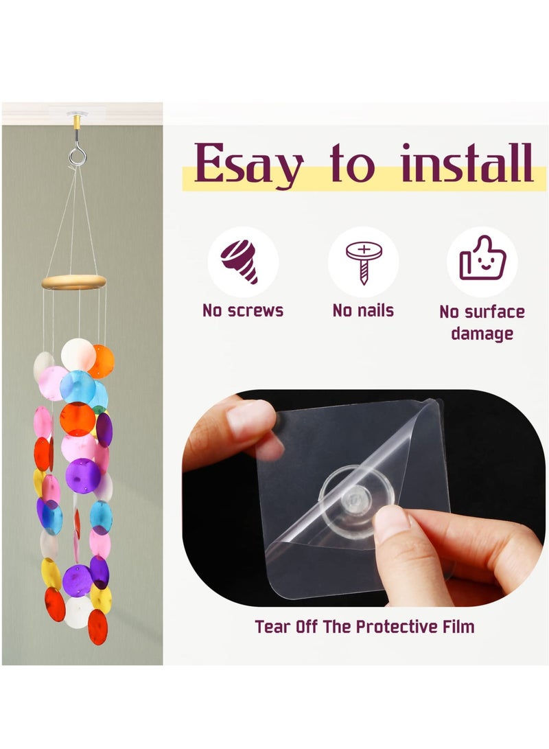 SYOSI Ceiling Hooks, Self Adhesive Stainless Steel Eye Hooks, No Hole Hanger, Transparent Waterproof Seamless Oilproof Wall Hooks 4.5KG(max) for Hanging Plant Lights(10PCS) - Image 5