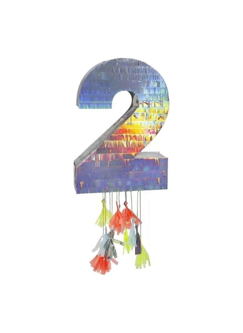 Party with Emma - Foil Number Pinata for Kids Birthday Party Decorations Party Favors  Centerpieces Anniversaries Milestones (Number 2) - Image 1