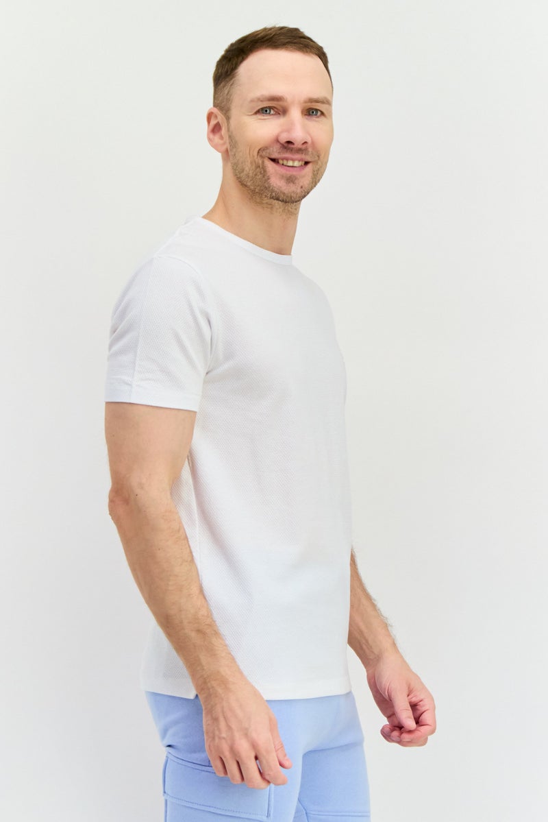 French Connection Men Crew Neck Short Sleeves Textured T-Shirt, White - Image 2