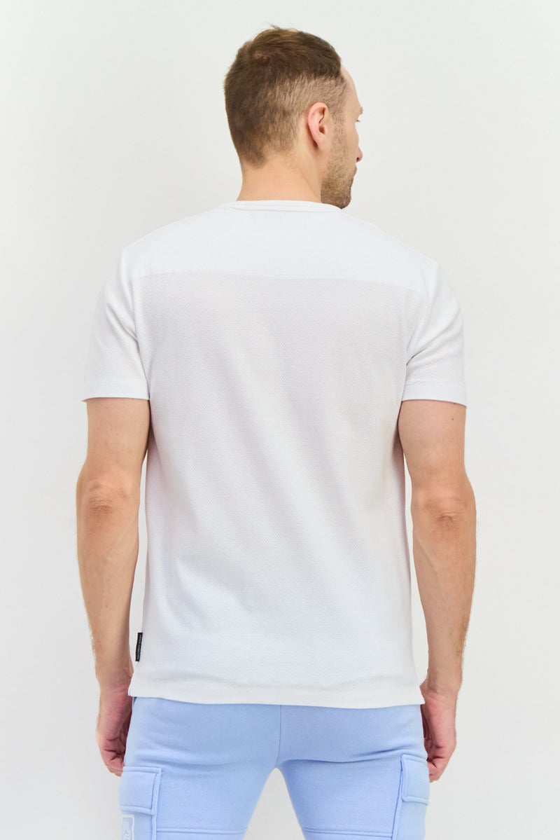 French Connection Men Crew Neck Short Sleeves Textured T-Shirt, White - Image 3