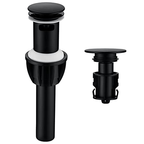 TIORIY Bathroom Vessel Sink Drain with Overflow  1 34 Inch Bathroom Sink Stopper Push and Seal Pop up Sink Drains Bathroom Sink Vanity Assembly with Strainer Anti Clogging Black