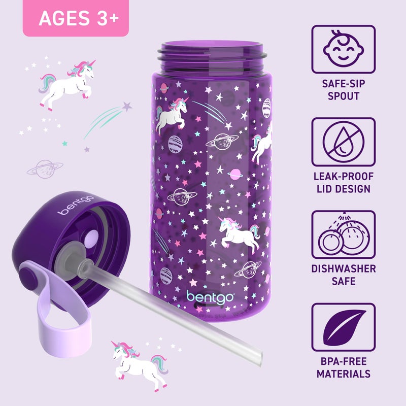 Bentgo Kids Water Bottle - Leak-Proof, Durable Tritan, BPA-Free 15 oz. Cup for Kids/Toddlers Ages 3+, Safe Sip Spout, Carrying Handle, & Dishwasher Safe for School, Sports, Daycare & Camp (Unicorn) - Image 3