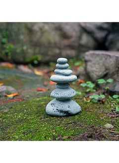 OwMell OwMell Balanced Stones Cairn Statue Garden Decor, Stacked Zen Rock Stone Decor, Small Fish Tank Decoration, Micro Landscape Decor 3.7"  - Image 2