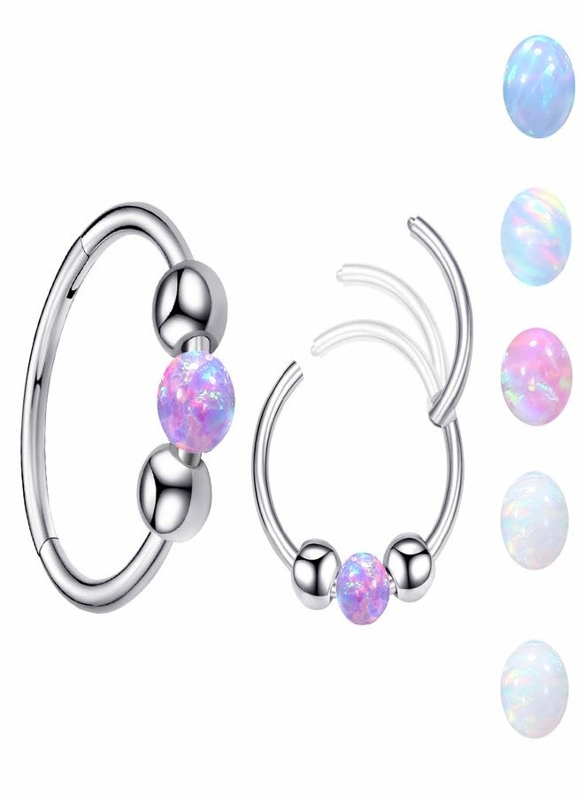 فوجو حلقة أنف من الأوبال VOJO عيار 18، مصنوعة من الفولاذ الجراحي 316L، حلقات الحاجز الأنفي، مجوهرات ثقب الأنف، حلقات 8 مم/10 مم للنساء (أوبال بنفسجي) - Image 1