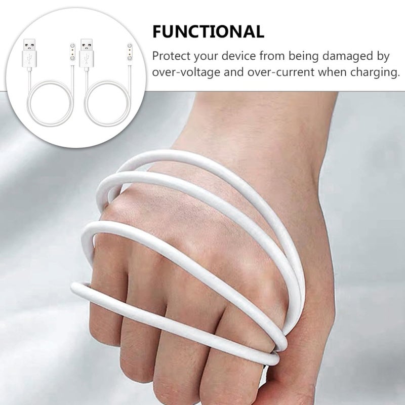 2 Pack 2 Pin Magnetic Smart Watch Charging Cable Universal USB Charger Cord for Wearable Devices White USB Magnetic Charging Line Compatible with Smartwatch Accessories - Image 3