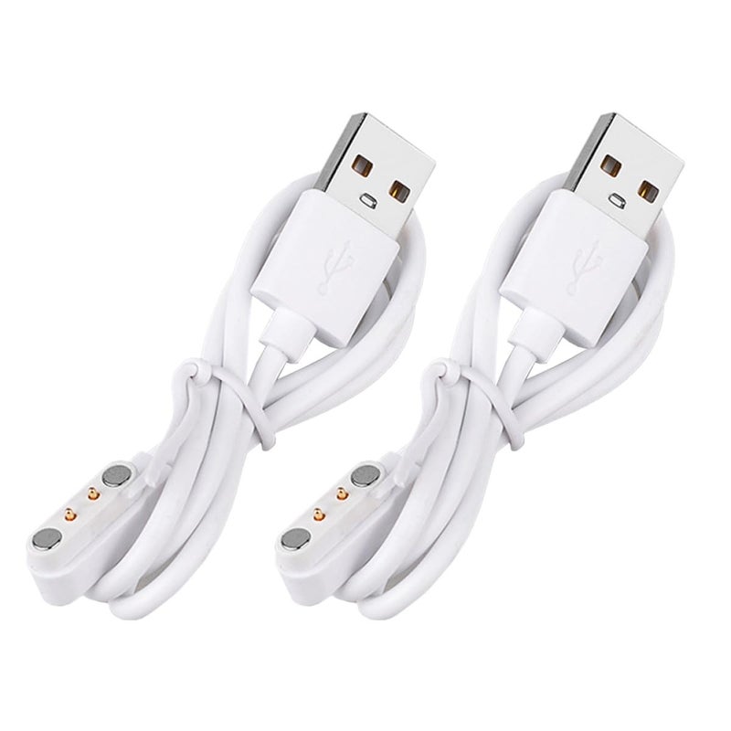 2 Pack 2 Pin Magnetic Smart Watch Charging Cable Universal USB Charger Cord for Wearable Devices White USB Magnetic Charging Line Compatible with Smartwatch Accessories - Image 1